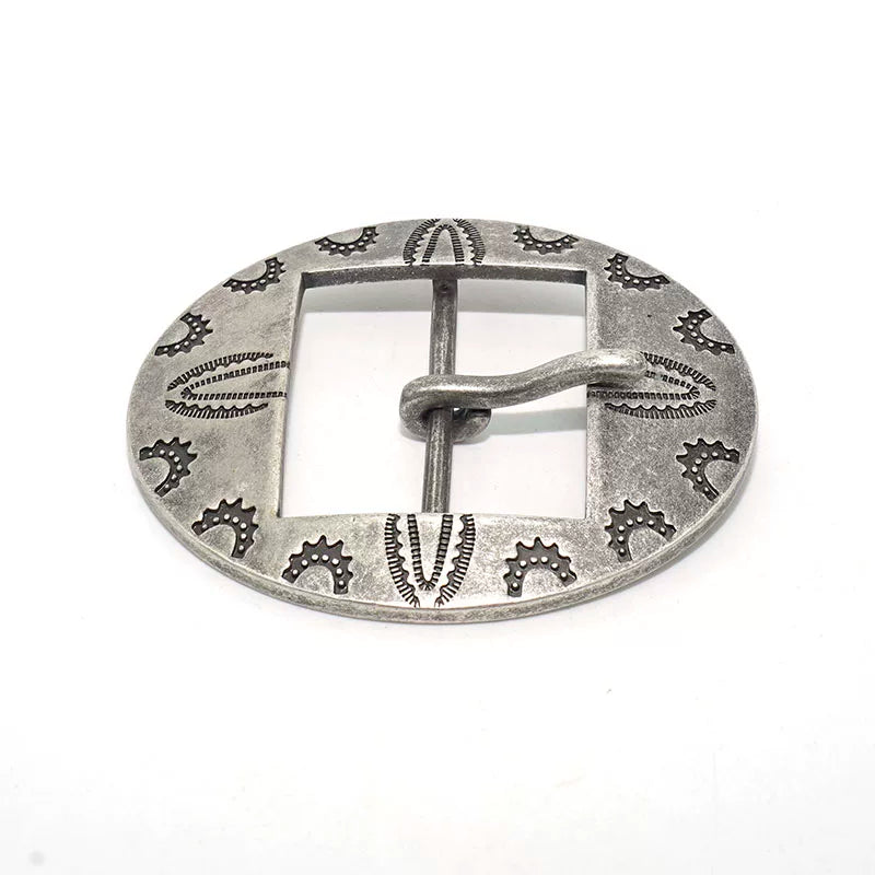 Solid Brass Antique Silver Plated Vintage Carved Tri-Glide Pin