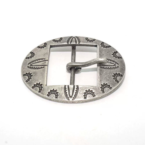 Solid Brass Antique Silver Plated Vintage Carved Tri-Glide Pin