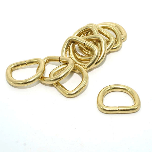 Solid Brass Open D-Ring 10 Pcs