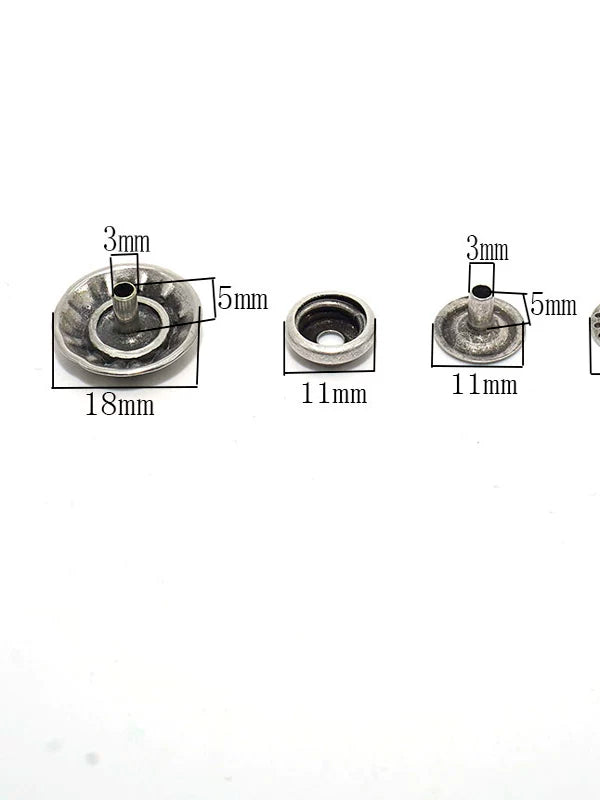 Solid Brass Antique Silver Plated Vintage Floral Snap Fastener