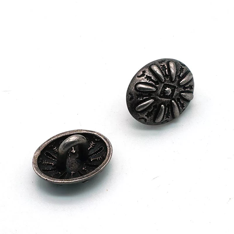 Solid Copper Silver Plated Patterned Button