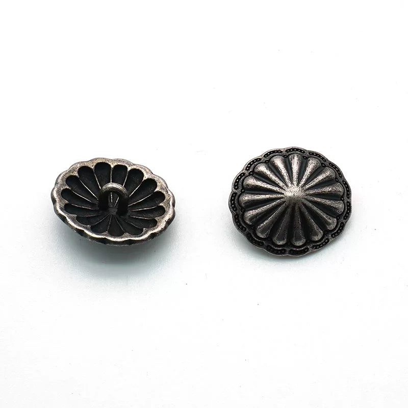 Solid Copper Silver Plated Patterned Button