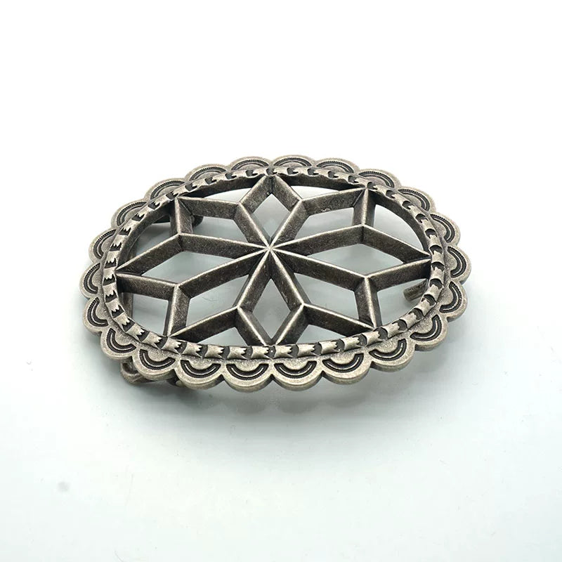 Solid Copper Silver Plated Vintage Unisex Belt Buckle for 38mm Strap