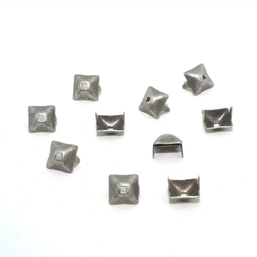 Solid Brass Antique Silver Plated Prong Stud