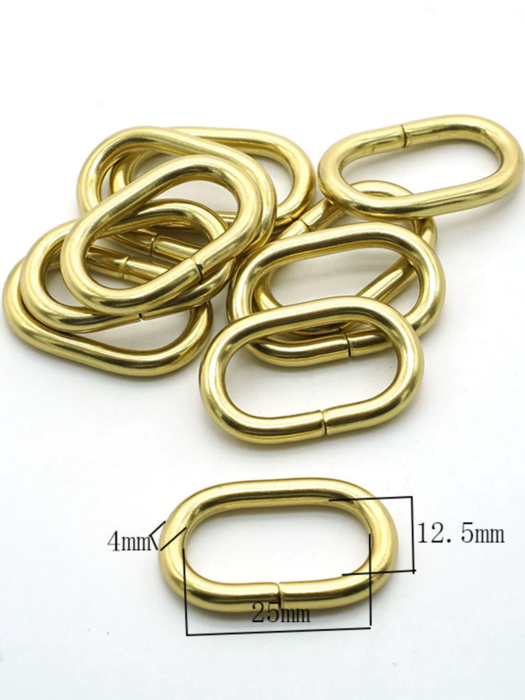 Solid Copper Open D-Ring 10 Pcs