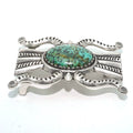 Solid Brass Antique Silver Plated Vintage Turquoise Belt Buckle