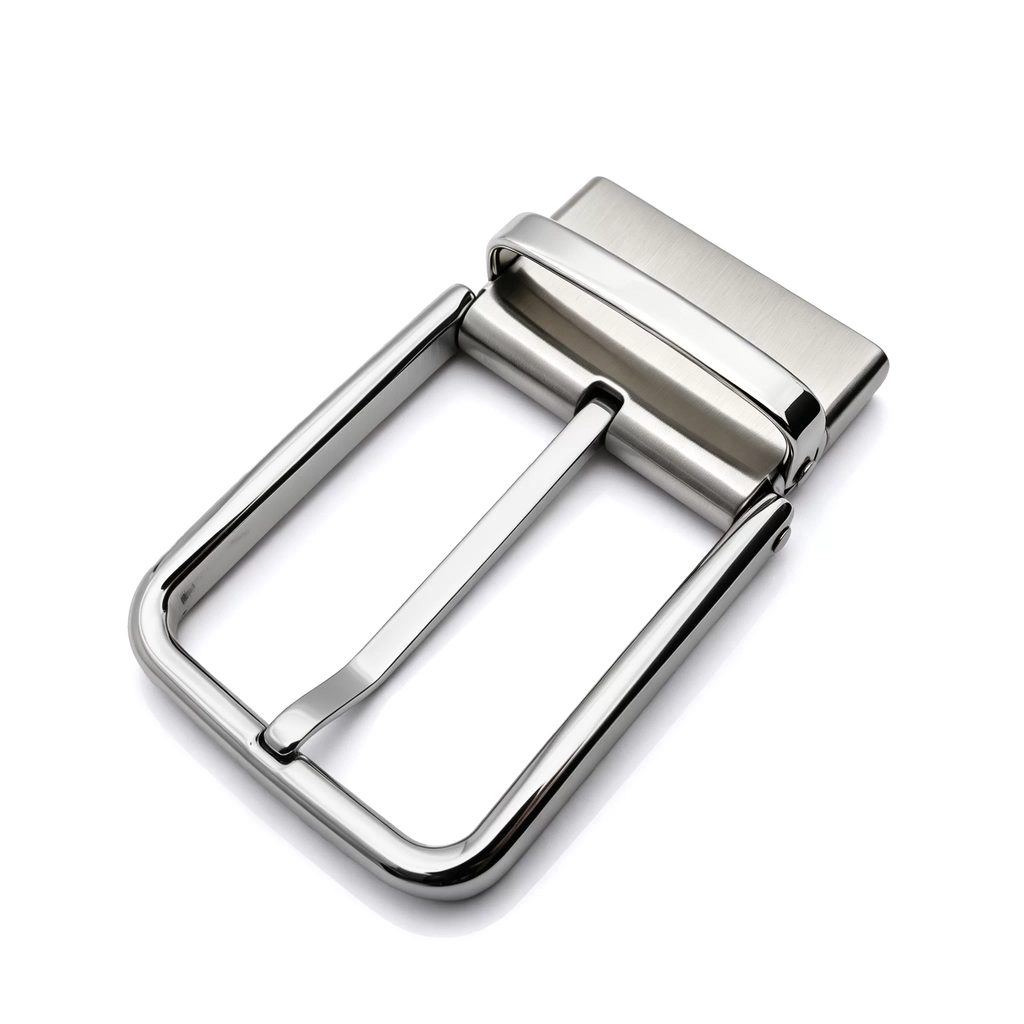 Men's Reversible Rotating Pin Belt Buckle, 39mm Inner Width, Rounded Square Silver Metal Belt Buckle Replacement