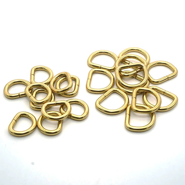 Solid Brass Open D-Ring 10 Pcs