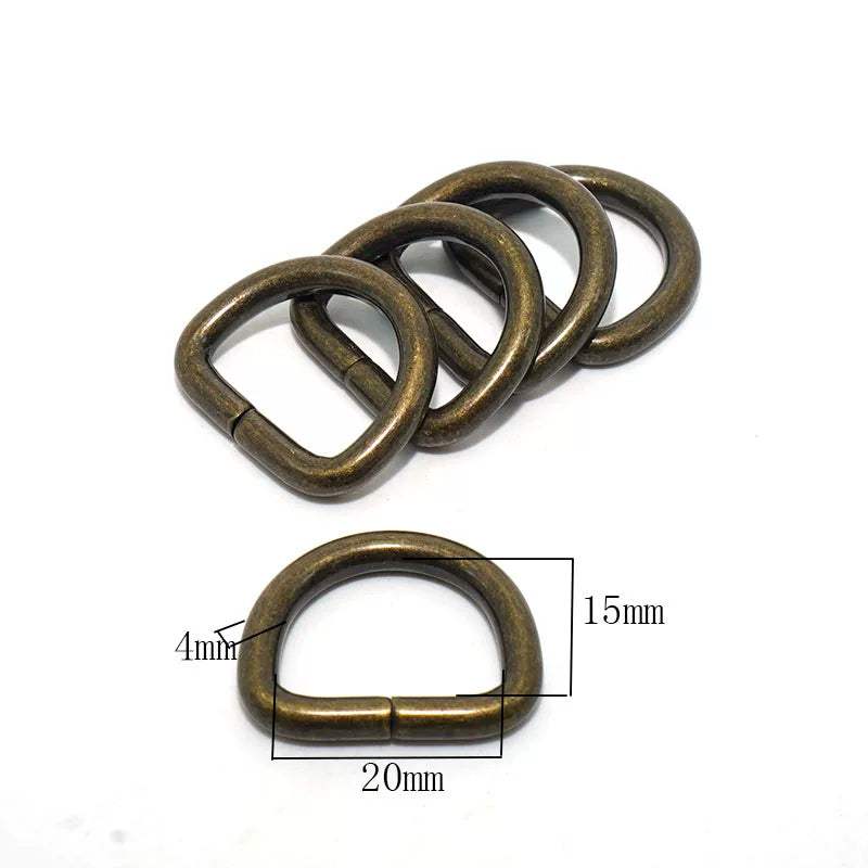 Solid Brass Open D-Ring 10 Pcs