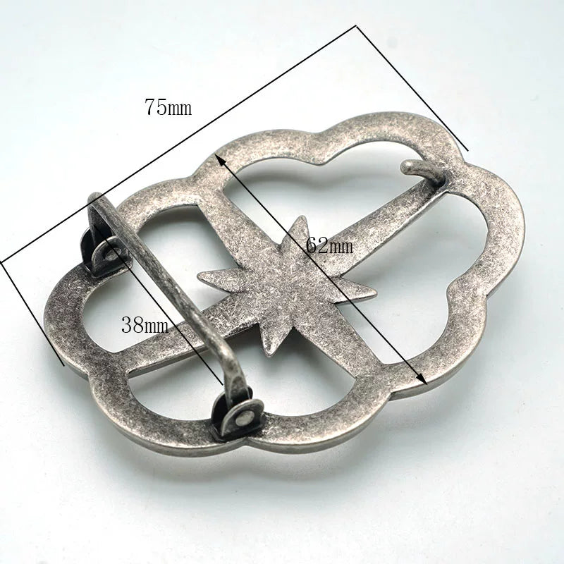 Solid Copper Antique Silver Plated Vintage Belt Buckle for 38mm Strap