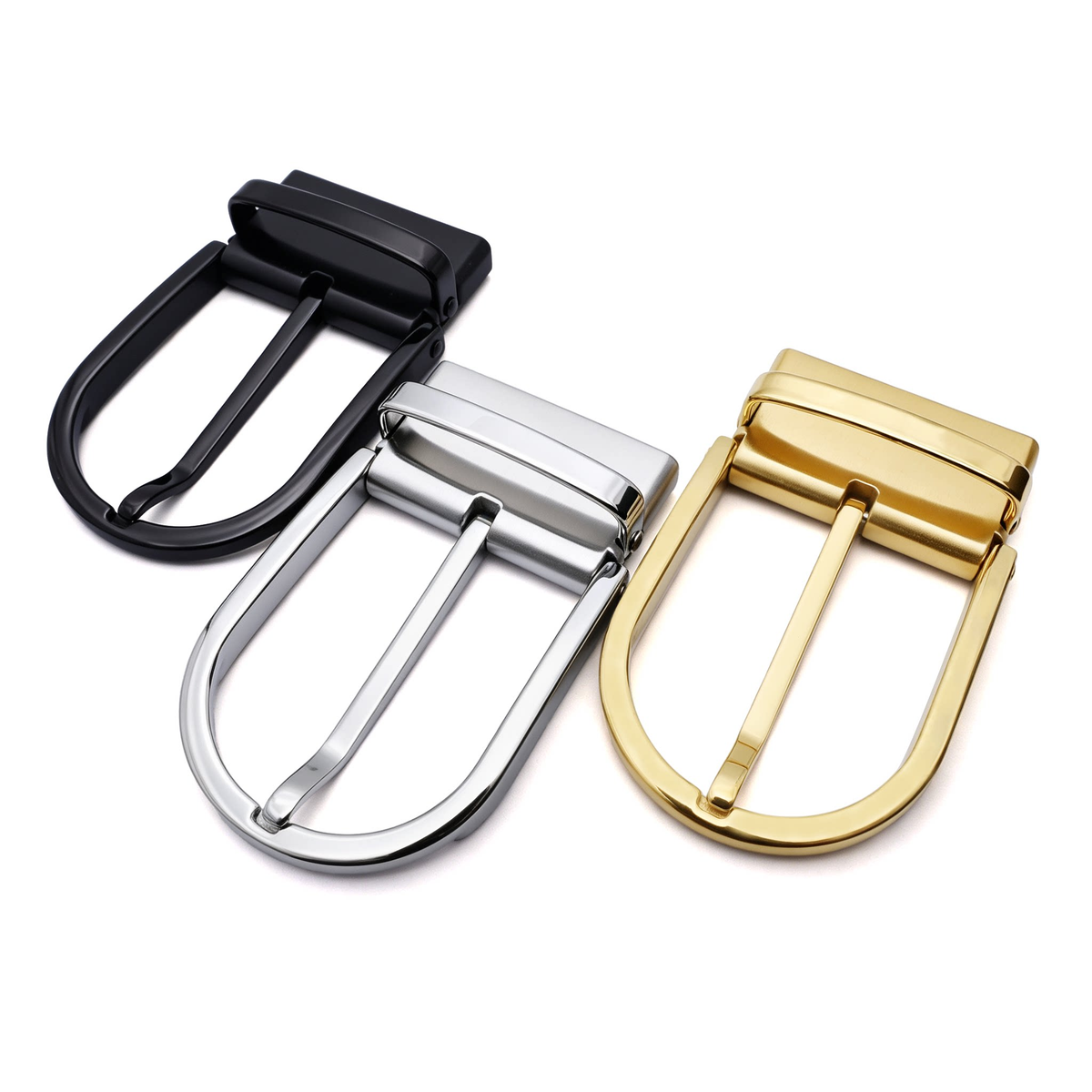 D Shape Rotatable Reversible Belt Buckle for Men, 39mm Single Prong Belt Replacement Buckle