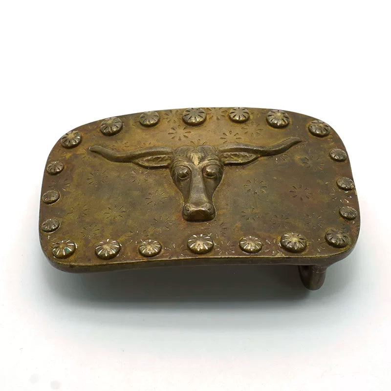 Solid Brass Oxidized Vintage Western Belt Buckle for 38mm Strap