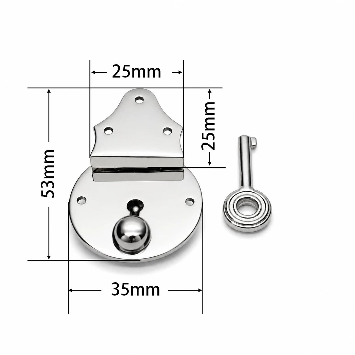 Stainless Steel Triangle Clasp Lock for Leather Bags, 35 x 53mm
