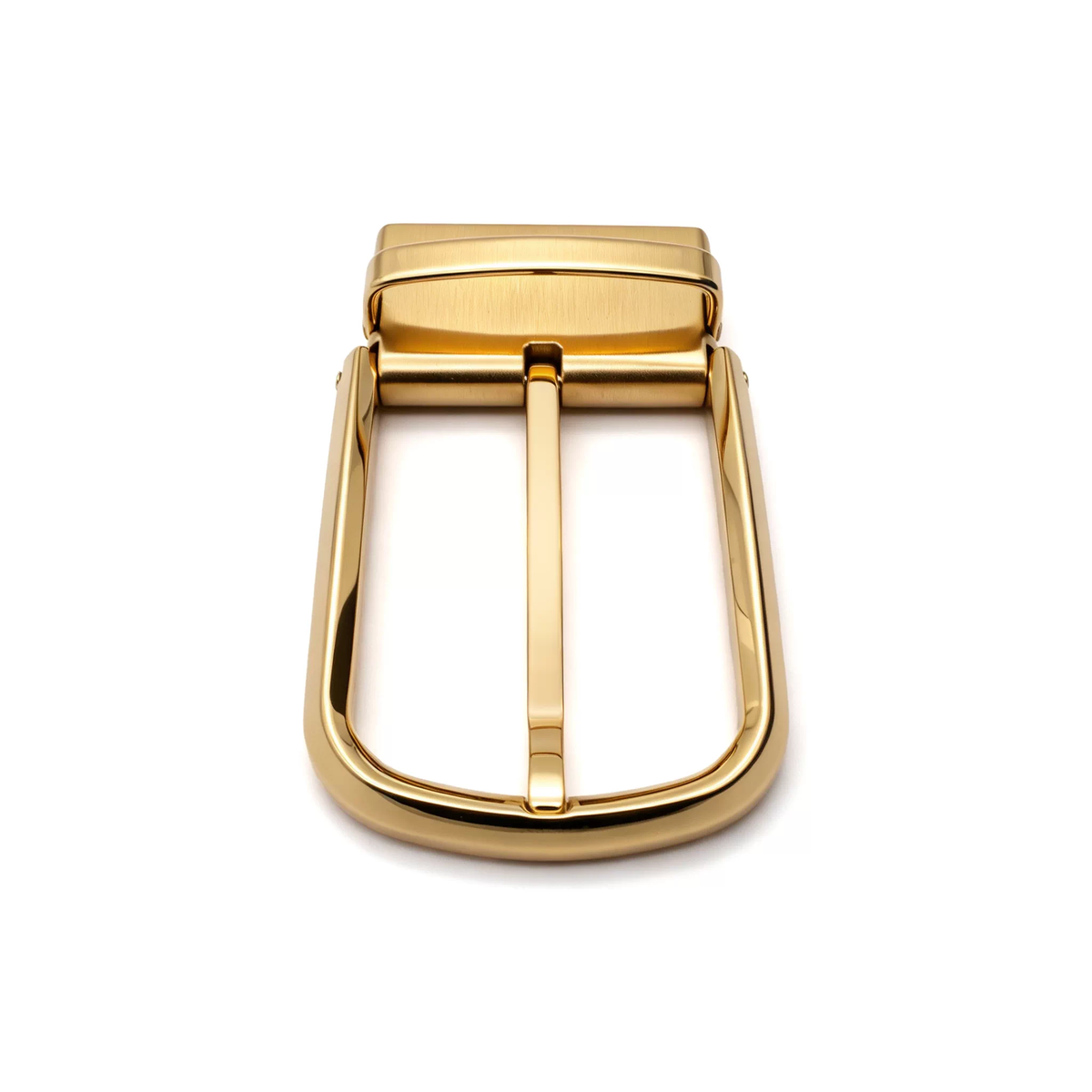 Men's Rotatable Reversible Pin Belt Buckle, 38.5mm Inner Width, Sleek Curved Smooth Frame Metal Belt Buckle Replacement, Silver / Gold / Matte Black