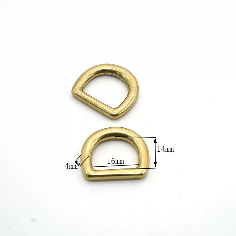 Solid Brass Seamless D-Ring 10 Pcs