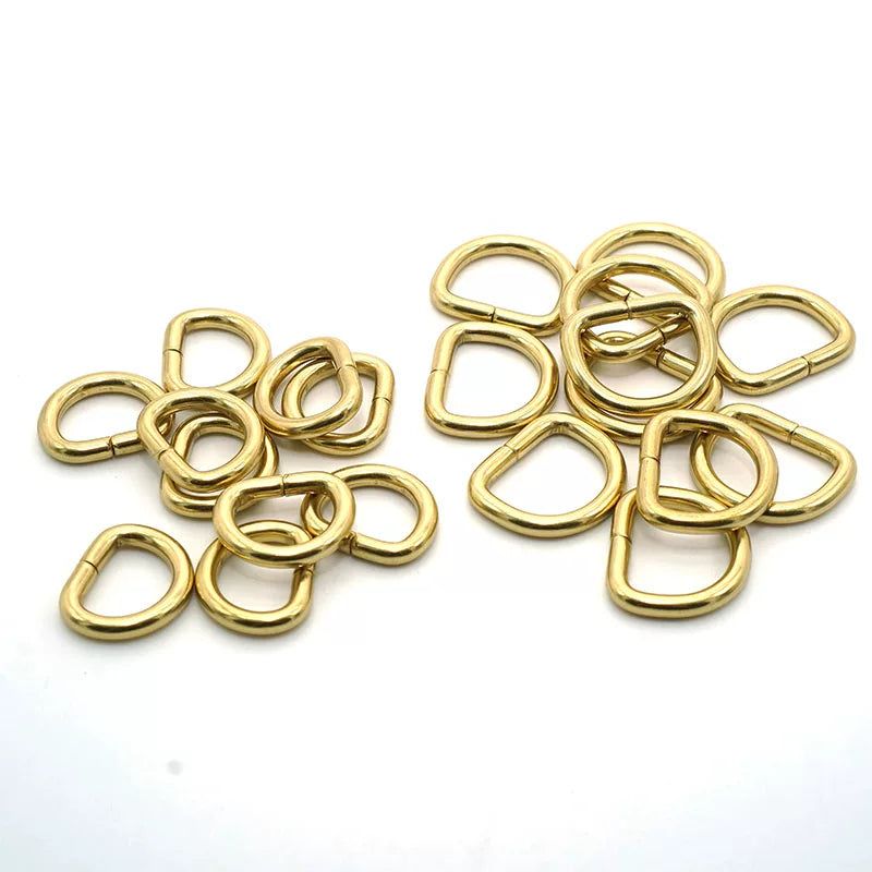Solid Brass Open D-Ring 10 Pcs