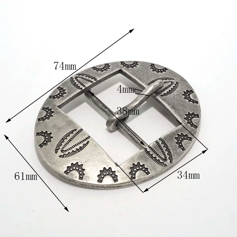 Solid Brass Antique Silver Plated Vintage Carved Tri-Glide Pin
