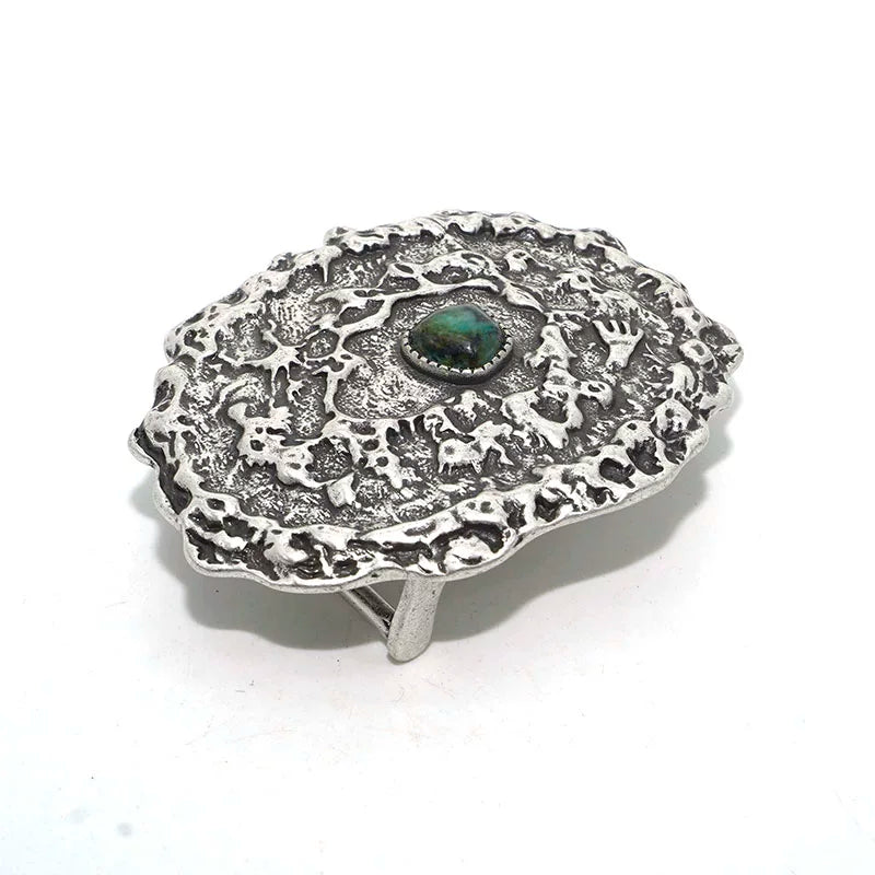 Solid Brass Antique Silver Plated Belt Buckle for 3.7mm Strap