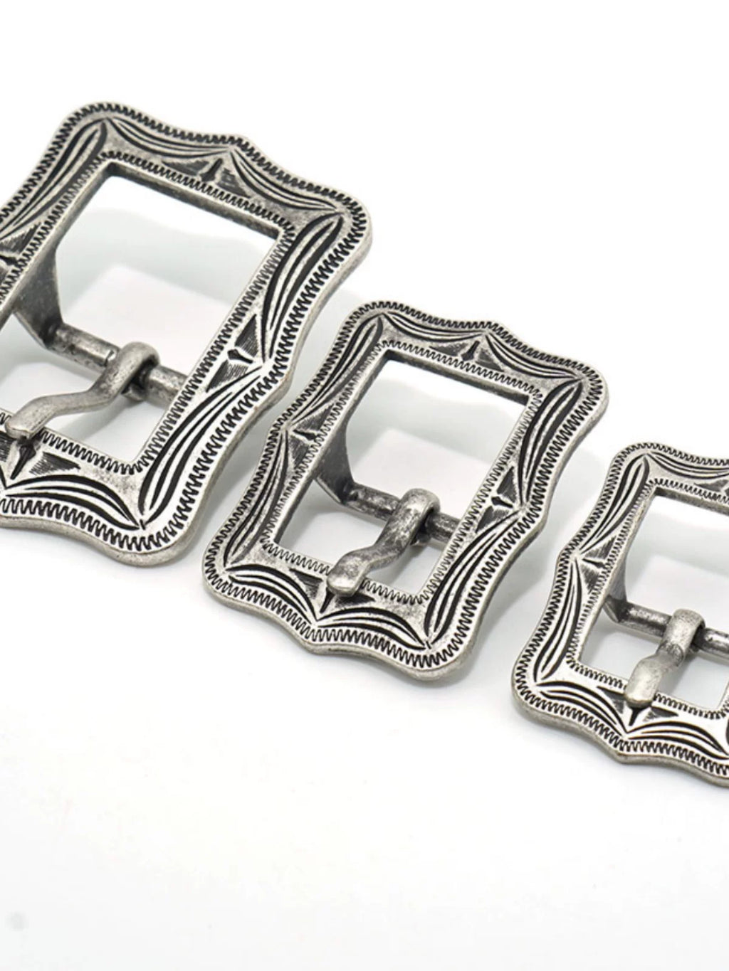 Solid Brass Antique Silver Plated Carved Tri-Glide 25mm