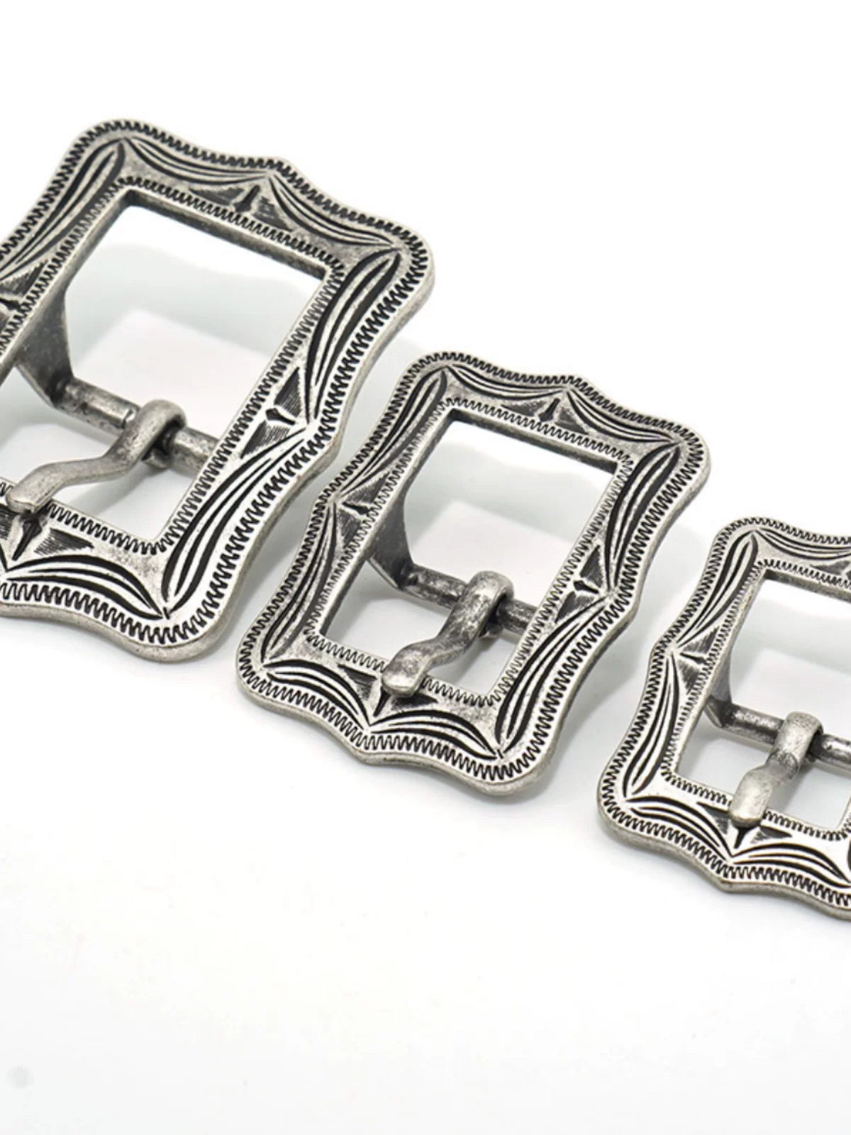 Solid Brass Antique Silver Plated Carved Tri-Glide 25mm