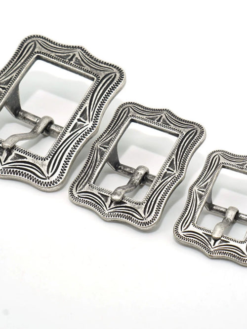 Solid Brass Antique Silver Plated Carved Tri-Glide 25mm