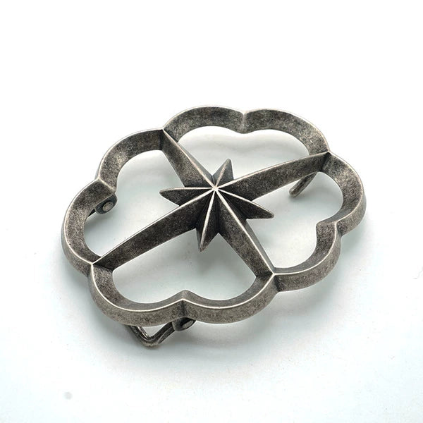 Solid Copper Antique Silver Plated Vintage Belt Buckle for 38mm Strap