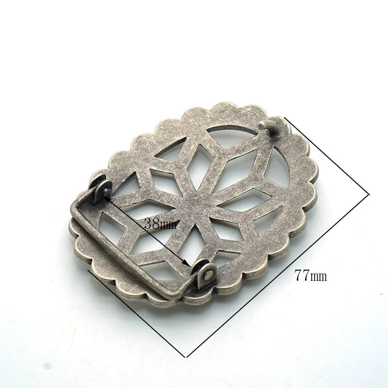 Solid Copper Silver Plated Vintage Unisex Belt Buckle for 38mm Strap