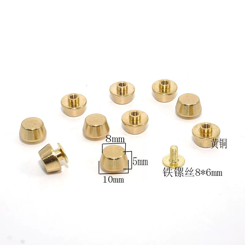 Solid Copper Foot Stud Hand Stitch Diy Leather Goods Hardware Decorative Button Leather Bag Base Stud Brass Bucket Stud Screw