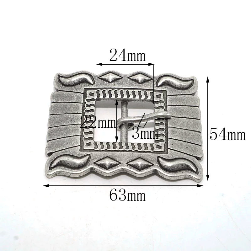 Solid Brass Antique Silver Plated Vintage Patterned Belt Buckle
