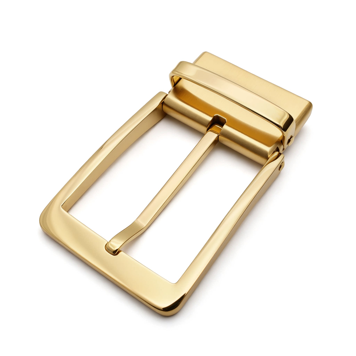 Men's Reversible Rotating Pin Belt Buckle, 38.8mm Inner Width, Metal Square Belt Buckle Replacement, Gold / Silver / Black