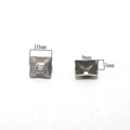 Solid Brass Antique Silver Plated Prong Stud