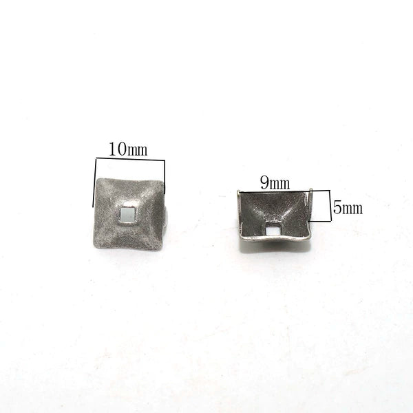 Solid Brass Antique Silver Plated Prong Stud