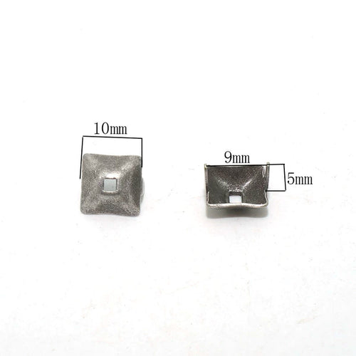 Solid Brass Antique Silver Plated Prong Stud