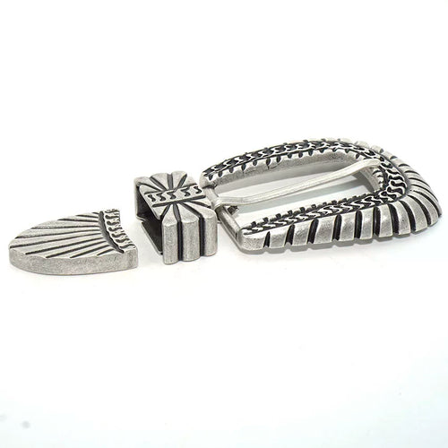 Solid Brass Antique Silver Plated Vintage Pin Buckle 3-Piece Set