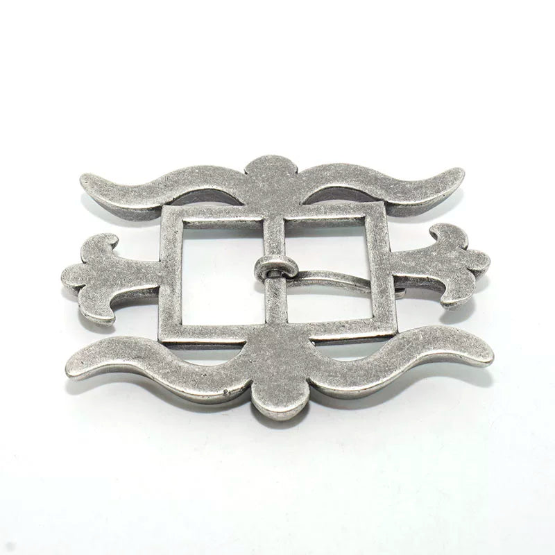Solid Brass Antique Silver Plated Vintage Belt Buckle