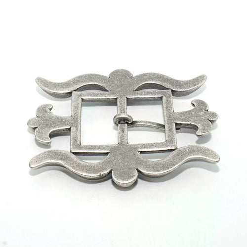 Solid Brass Antique Silver Plated Vintage Belt Buckle