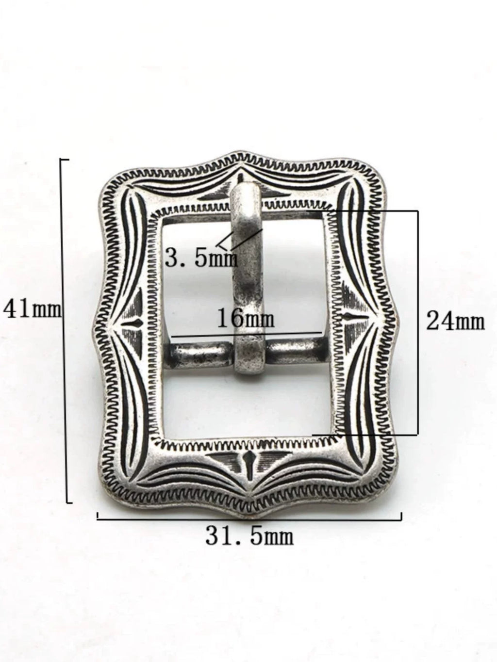 Solid Brass Antique Silver Plated Carved Tri-Glide 25mm