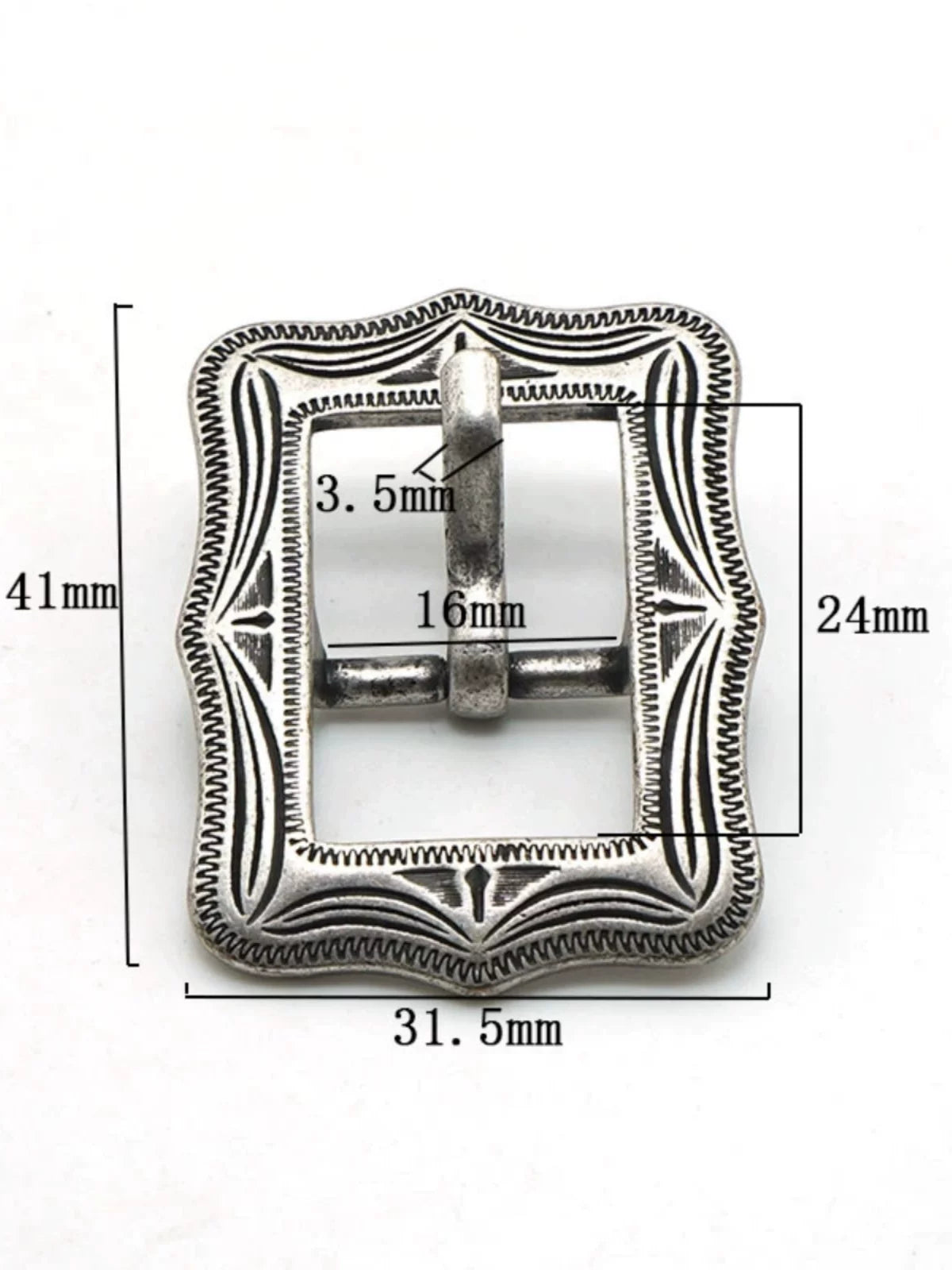Solid Brass Antique Silver Plated Carved Tri-Glide 25mm