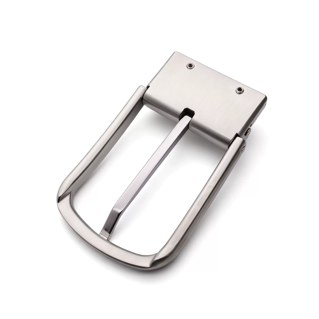 Men's Rotatable Reversible Pin Belt Buckle, 38.5mm Inner Width, Sleek Curved Smooth Frame Metal Belt Buckle Replacement, Silver / Gold / Matte Black