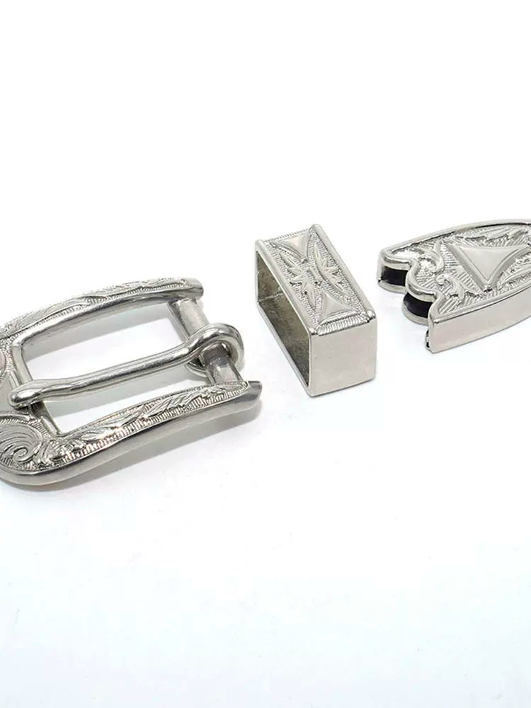 Solid Brass Vintage Carved Pin Buckle