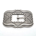 Solid Brass Antique Silver Plated Vintage Patterned Pin Buckle