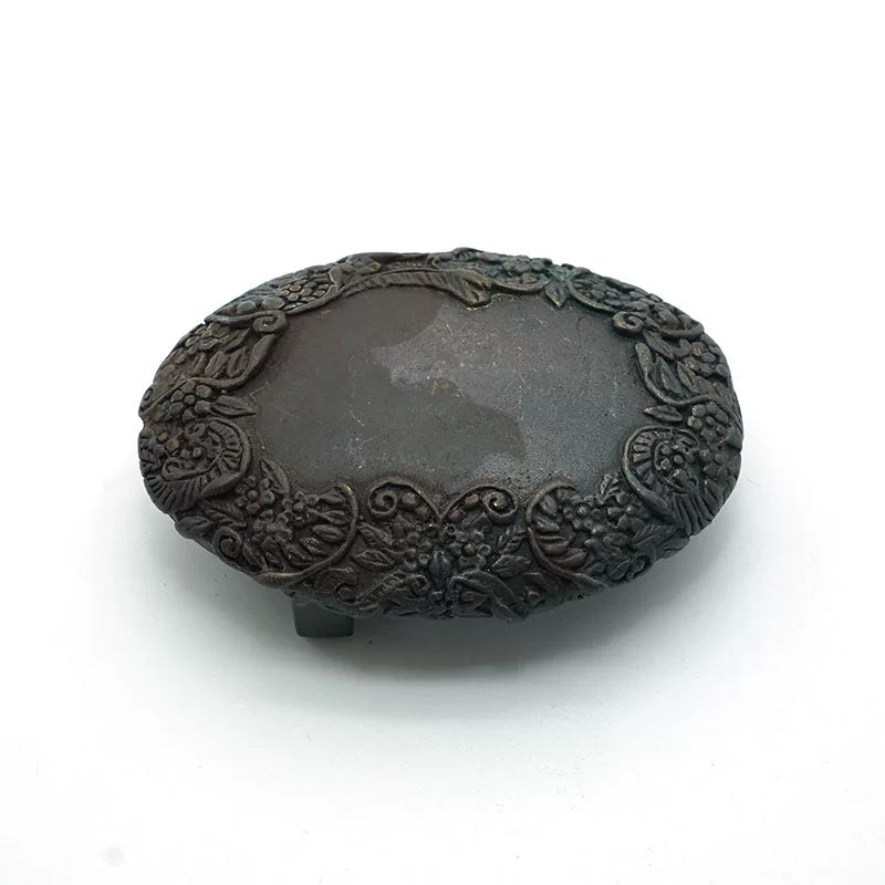 Solid Copper Oxidized Patterned Belt Buckle for 40mm Strap