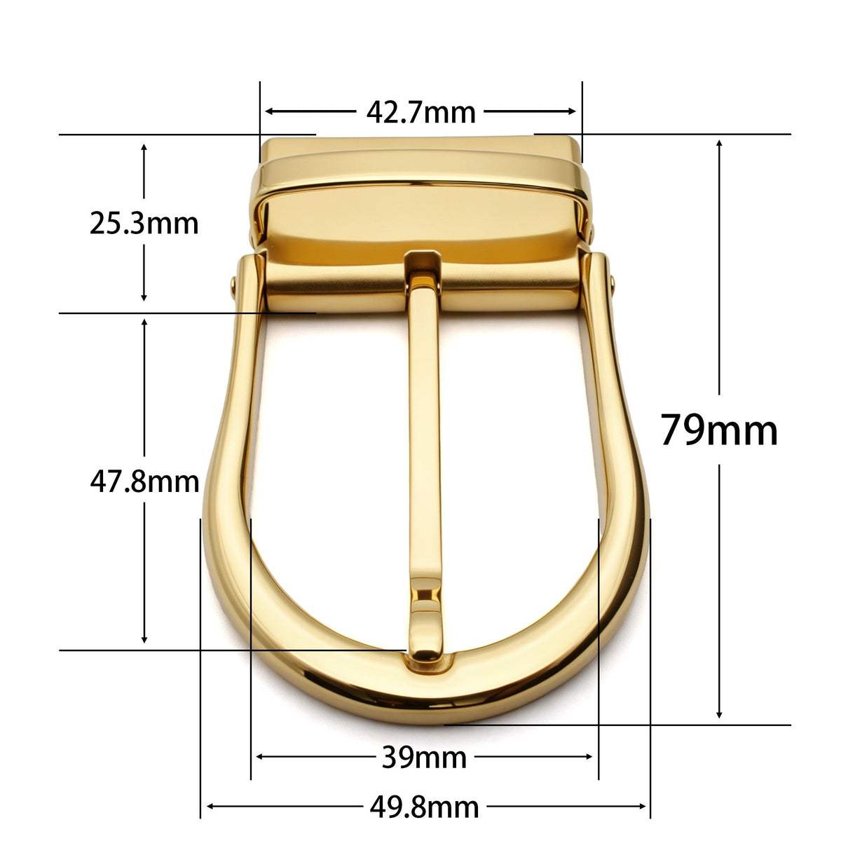 Men's Reversible Rotating U-Shape Pin Belt Buckle, 39mm Inner Width, Horseshoe Metal Belt Buckle Replacement, Gold / Silver / Black