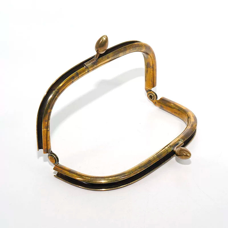 Brass with Oxidized Antique Brass Bag 较 Lock Handmade Diy Bag Hardware Vintage Square Handle Ring