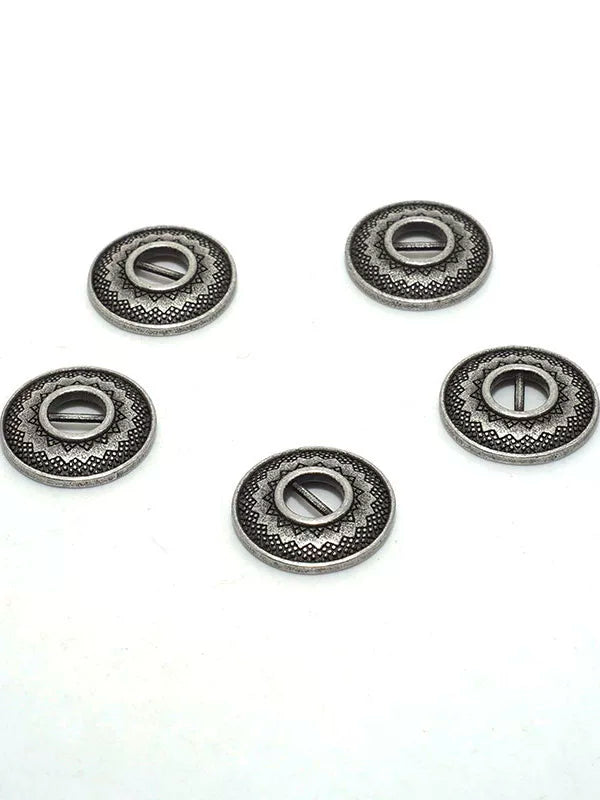 Solid Brass Antique Silver Plated Vintage Garment Button