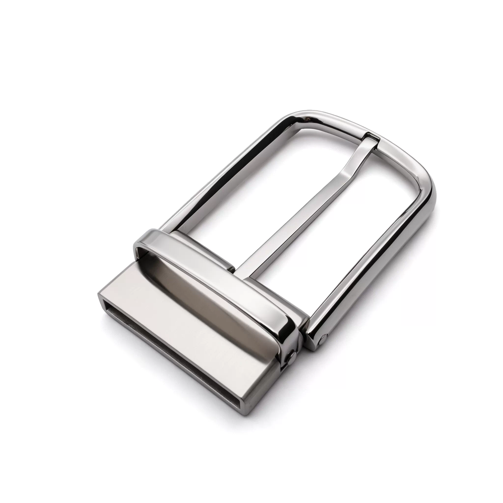 Men's Rotatable Reversible Pin Belt Buckle, 38.5mm Inner Width, Sleek Curved Smooth Frame Metal Belt Buckle Replacement, Silver / Gold / Matte Black