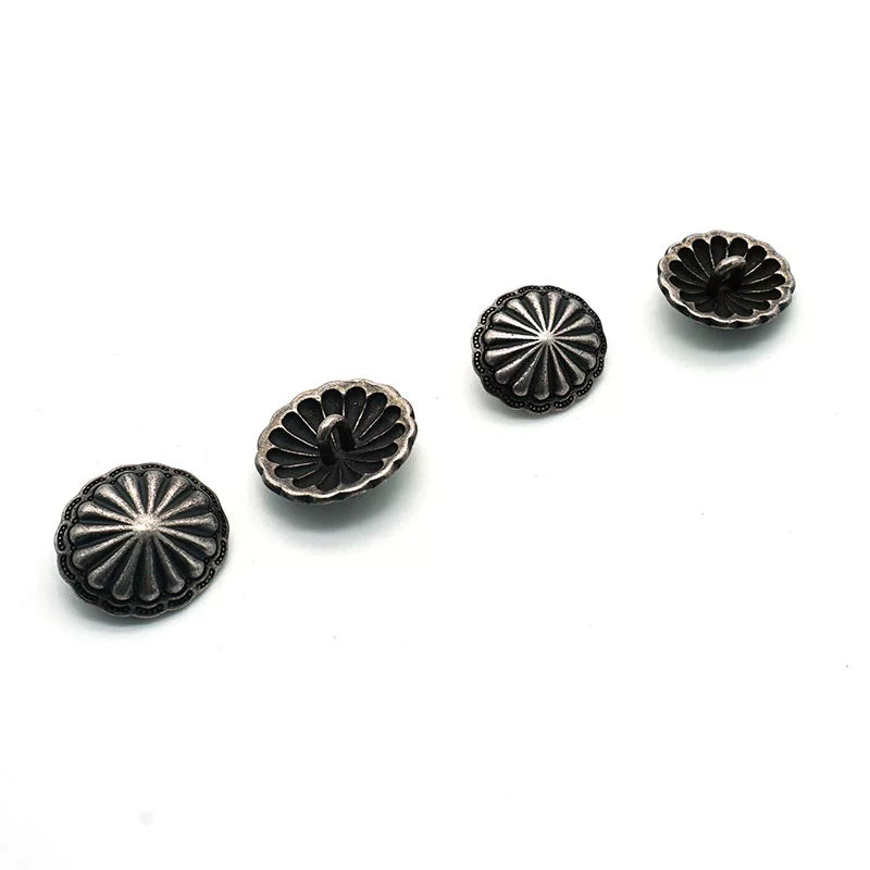 Solid Copper Silver Plated Patterned Button