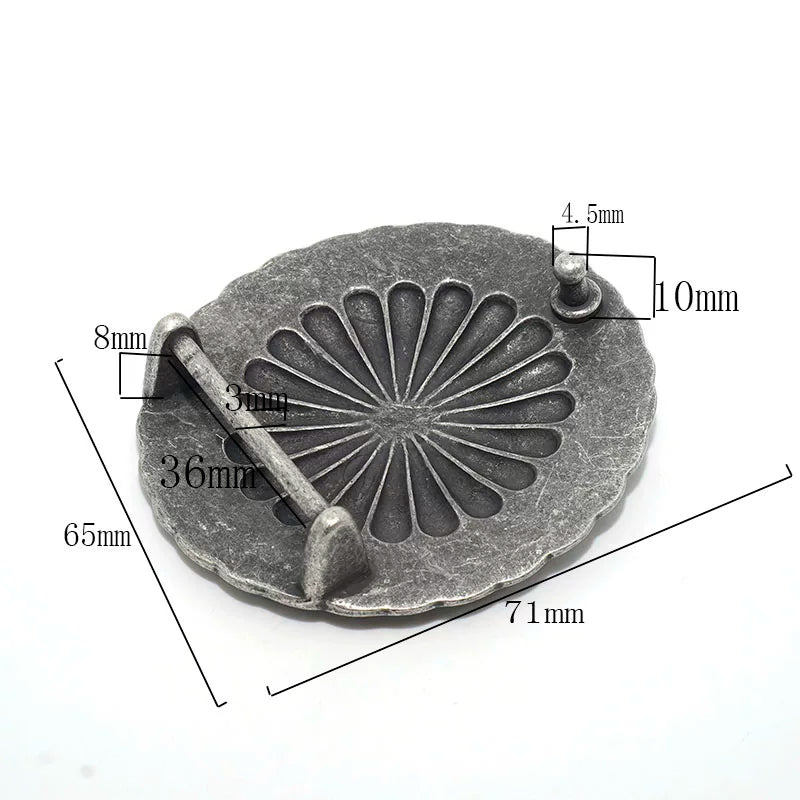 Solid Copper Thick Silver Plated Belt Buckle