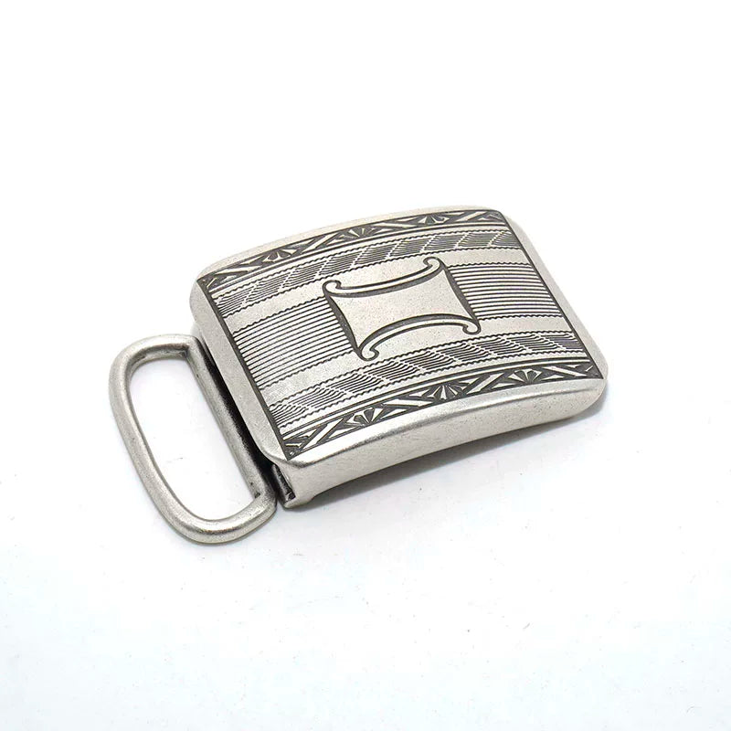 Solid Brass Antique Silver Plated Belt Buckle for 27mm Strap