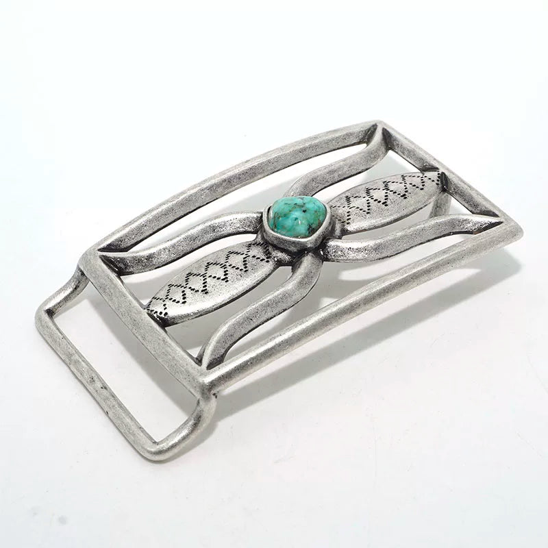 Solid Brass Vintage Turquoise Belt Buckle for 38mm Strap